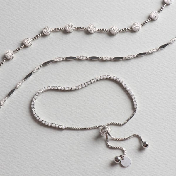 Armband - Inajwa - Silver 925 - Rhodinerad - Zirkon - One size Vit