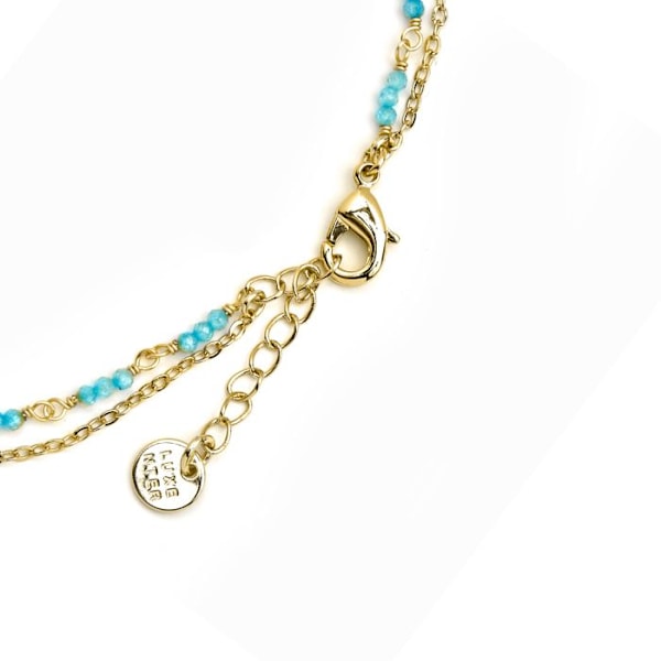 Halsband - Luxenter - Zinli - Blått kristall - 18k guld - Längd 42 cm + 3 cm förlängning Blå