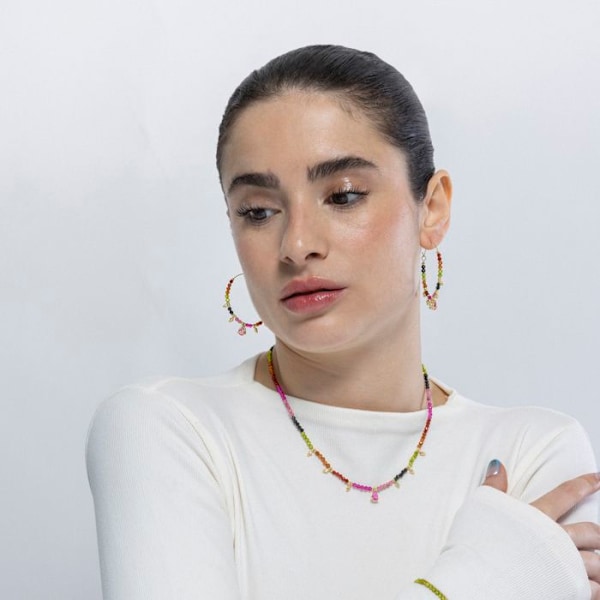 Collier - Baim - Multifarvet turmalin - 18 karat guld - 42 cm + 3 cm forlængelse - Kvinde Flerfärgad