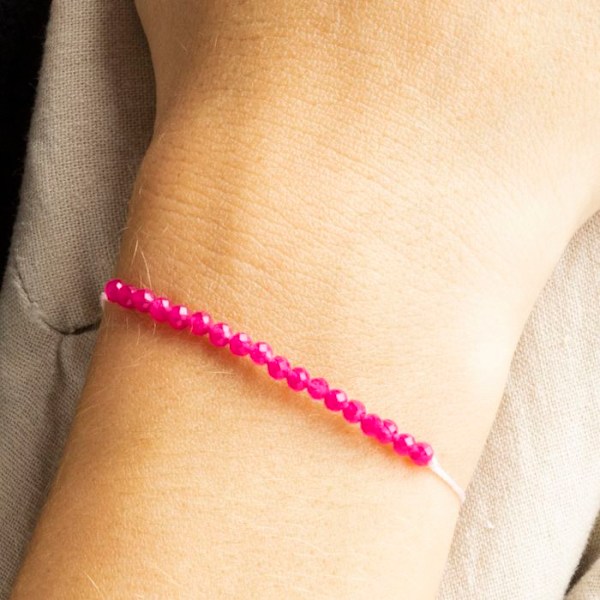 Armband - Luxenter - Aquisa - Silver 925 - Fuchsia Jade - Rhodium Pläterad Fuchsia