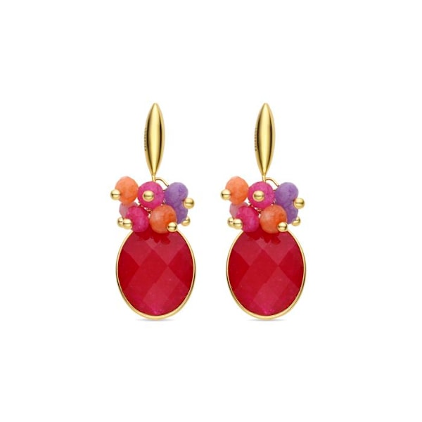 Korvakorut - Reoli - Hopea 925 - Ruusukvartsikvarts - Keltakulta 18k - 34,5 mm Rosa