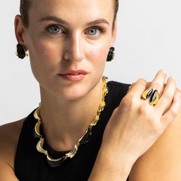 Ring - Luxenter - Modwi - Svart resin - 18k guld - Metallblandning svart 14