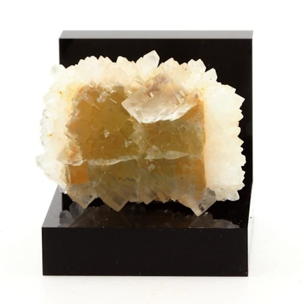 Stenar och mineraler. Fluorit + Kvarts. 183,3 cent. Pratclaux, Langeac, Haute-Loire, Frankrike. Sällsynt.