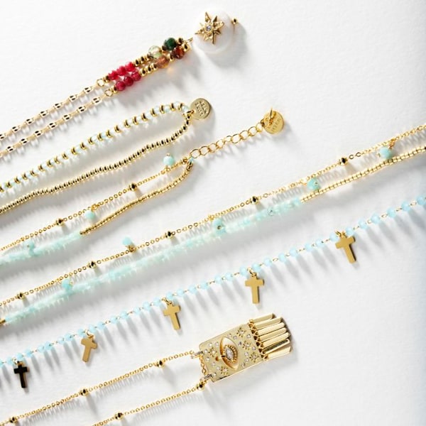 Collier - Luxenter - Akya - Gult guld 18 karat - Turkos - Boho stil