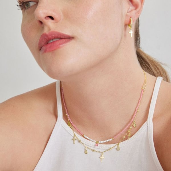 Collier - Athat - Pläterad i 18 karat guld - One size - Turmalin - Kvinna Gult guld