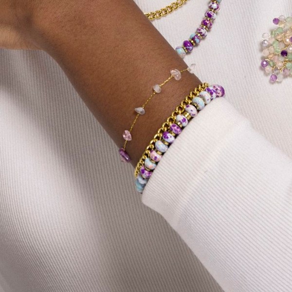 Armband - Luxenter - Bidain - 18 karat guld - Flerfärgad naturlig sten - 16 cm + 3 cm förlängning Flerfärgad