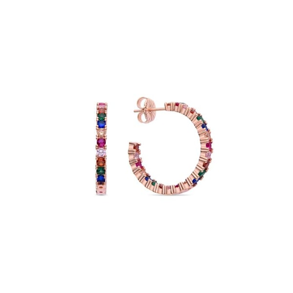 Örhängen - VYAMBA - Argent 925 - Roséguld - Zirkoniumoxid - Flerfärgad Flerfärgad