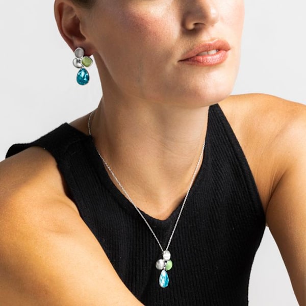 Collier - Luxenter - Vargae - Blå kristall - Rhodiumpläterad - 42 cm + 3 cm förlängning Blå
