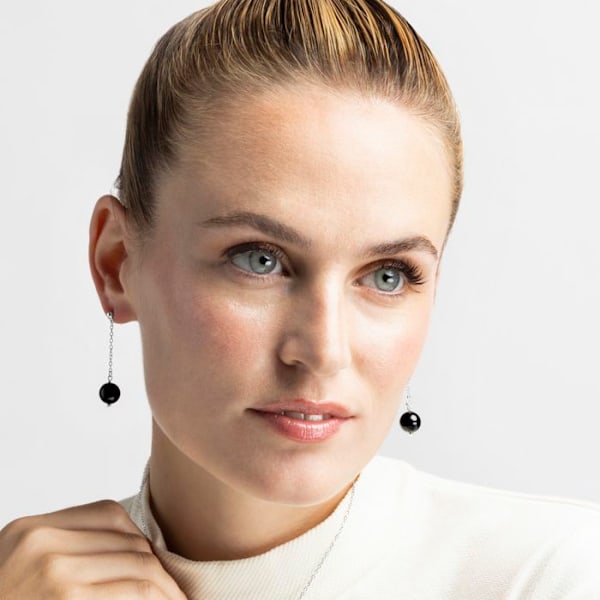 Øreringe - Luxenter - Yedia - Sølv 925 - Onyx - Rhodiumbelagt