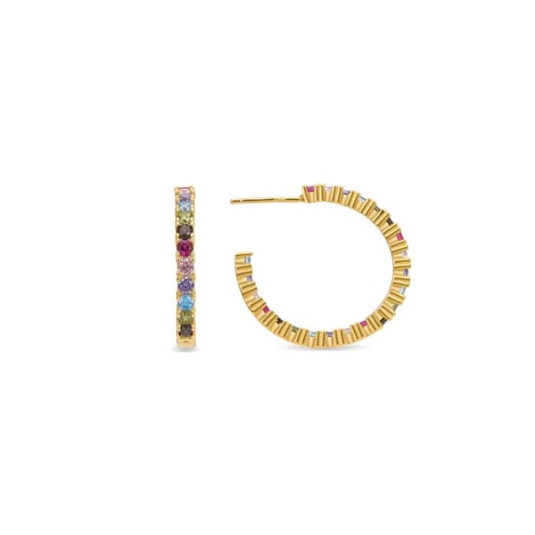 Örhängen - Luxenter - Vyamba - Silver 925 - Flerfärgad zirkon - Gult guld 18K Flerfärgad