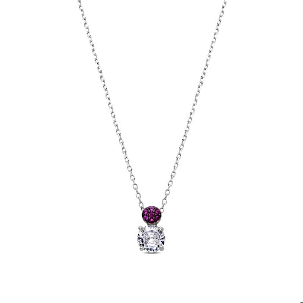 Halsband - Luxenter - Naiuh - Silver 925 - Rubin Zirkon - 42 cm + 3 cm förlängning Röd