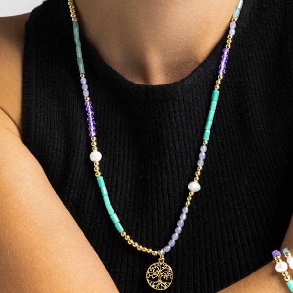 Collier - Luxenter - Zorsi - Blå kristall - 18k guld - 80 cm med förlängning Blå