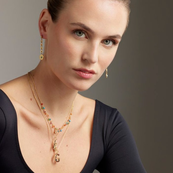 Halsband - Lision - Flerfärgad - 18K guld - 42 cm + 3,5 cm förlängning - Kristall Flerfärgad