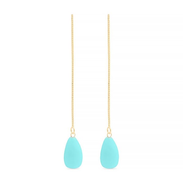 Øreringe - ZOQOYI - Sterlingsølv 925 - 18 karat guldbelægning - Turquoise - Kvinde Turkos