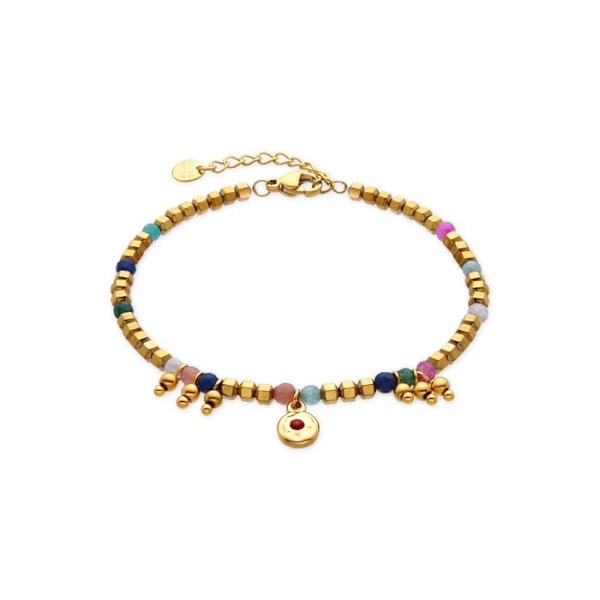Armband - Luxenter - Damya - Guld 18k - Flerfärgad kristall - Längd 16 cm + 3 cm Flerfärgad