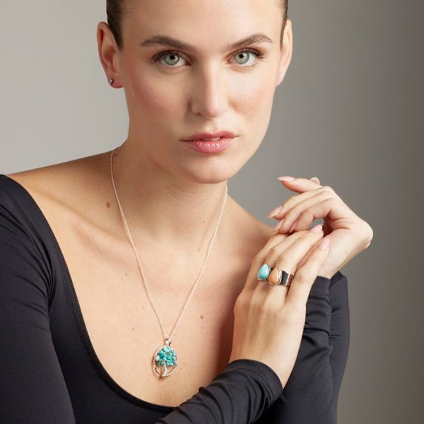 Collier - Budleia - Legering - Rhodinerad - Turkos - One size Turkos