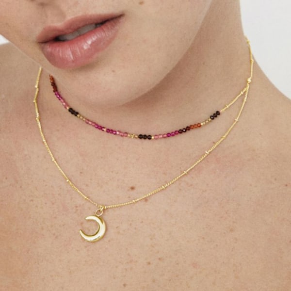 Collier - Luxenter - Noko - Gult guld 18 karat - Flerfärgad kristall - 40 cm + 3 cm förlängning Flerfärgad