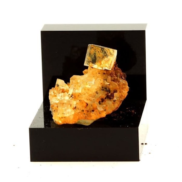 Sten og mineraler. Fluorit + Kvarts. 39,1 ct. Langeac, Haute-Loire, Frankrig. Sjælden.