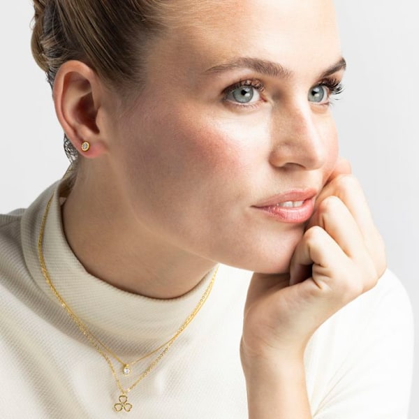 Collier - Luxenter - Trèfle - Guld 18K - Katteøje - 40 cm + 3 cm forlængelse Gult guld