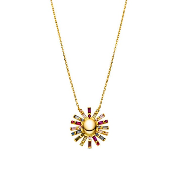 Collier - Luxenter - Otyx - Silver 925 - Flerfärgad zircon - Guld 18k Flerfärgad