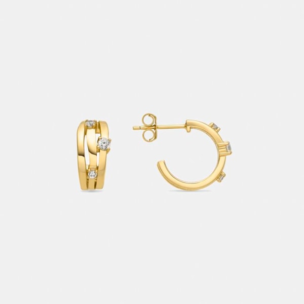 Øreringe - Duvid - Sølv 925 - Zirkon - 18k guld - 10,5 mm