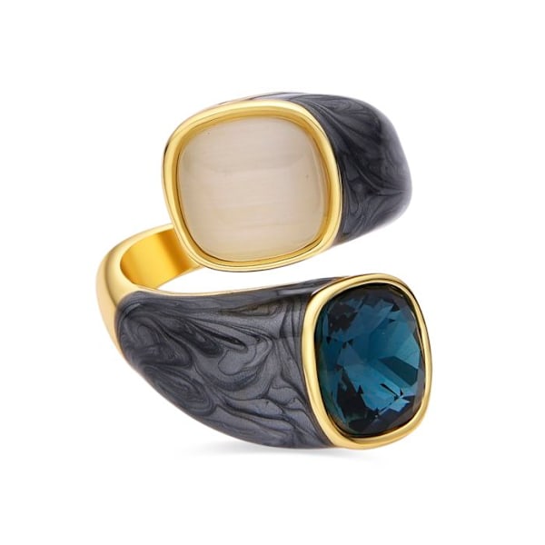 Ring - Luxenter - Sethi - 18 karat guld - Grå lack - Bredd 24 mm lila 16