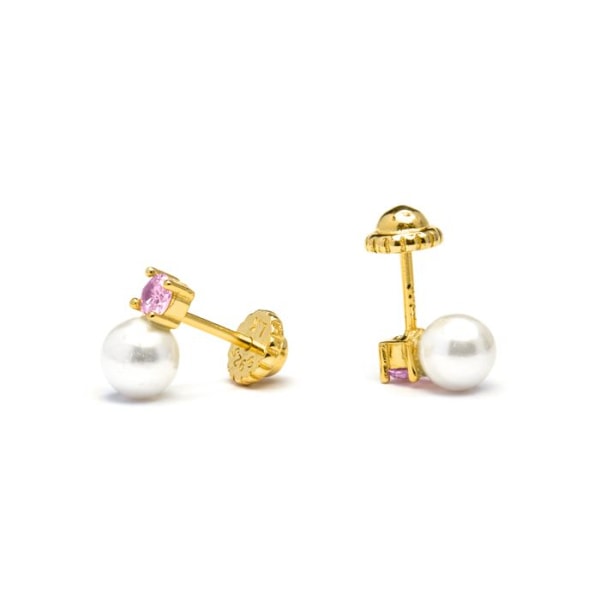 Øreringe - Luxenter - Yaric - Sølv 925 - Pink zirkonium - 18k guld