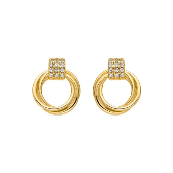 Örhängen - Ukyo - Silver 925 - Zirkonium - Guld 18k - 11,5 mm