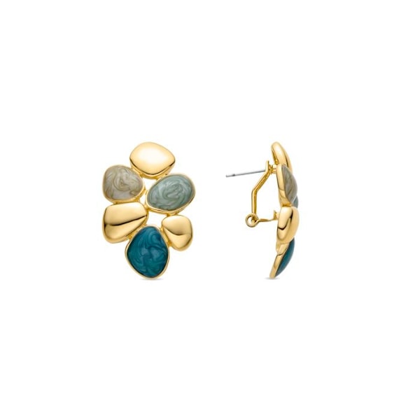 Örhängen - Niro - Grön resin - 18K guld - Längd 35 mm - Kvinna Grön