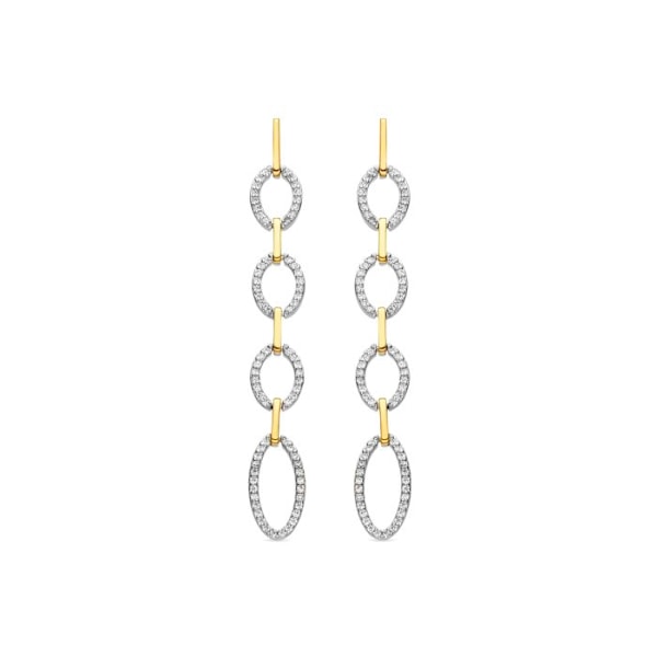 Örhängen - Makonza - Silver 925 - Zirkonium - Guld 18k - 61 mm