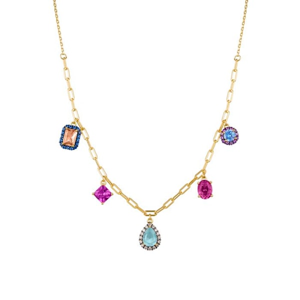 Halsband - Luxenter - Drokhi - Silver 925 - Flerfärgade zirkoner - Guld 18K Flerfärgad