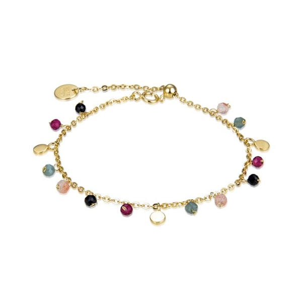 Armband - Natsad - Silver 925 - Guldpläterat 18 Karat - Flerfärgad Kristall - One Size Flerfärgad