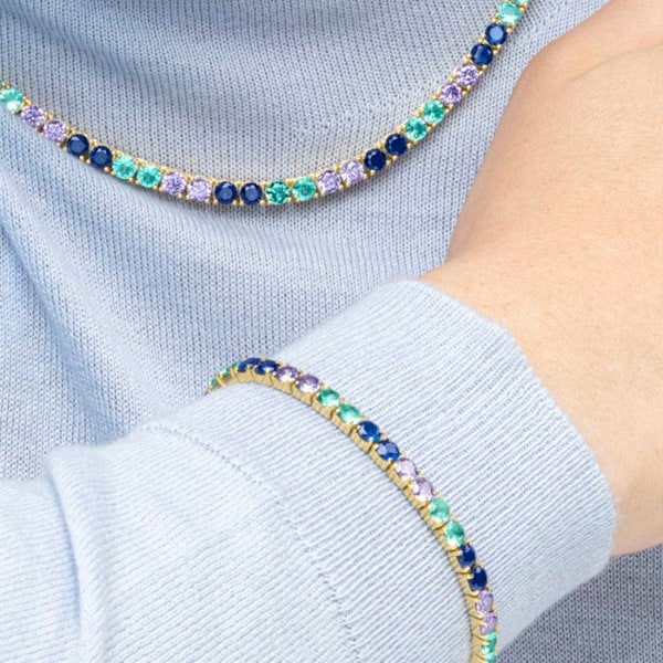 Armbånd - Luxenter - Tyhad - Sølv 925 - Guld 18k - Safir zirkon