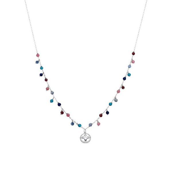 Halsband - Luxenter - Kabe - Silver 925 - Mörkblå kristall - 42 cm + 3 cm förlängning Mörkblå