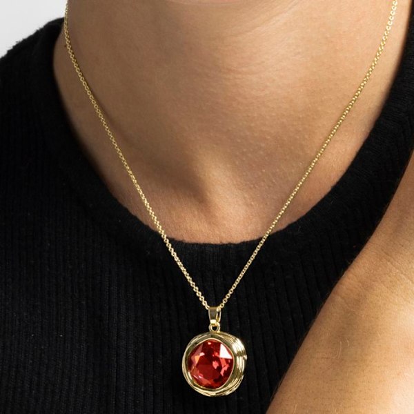 Halsband - Luxenter - Nianli - Kristallros - Guld 18k - 42 cm + 3 cm förlängning Rosa