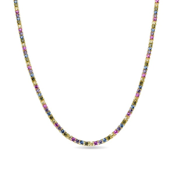 Collier - Luxenter - Tahu - Sølv 925 - Multifarvede zirkoner - 18k guld Flerfärgad