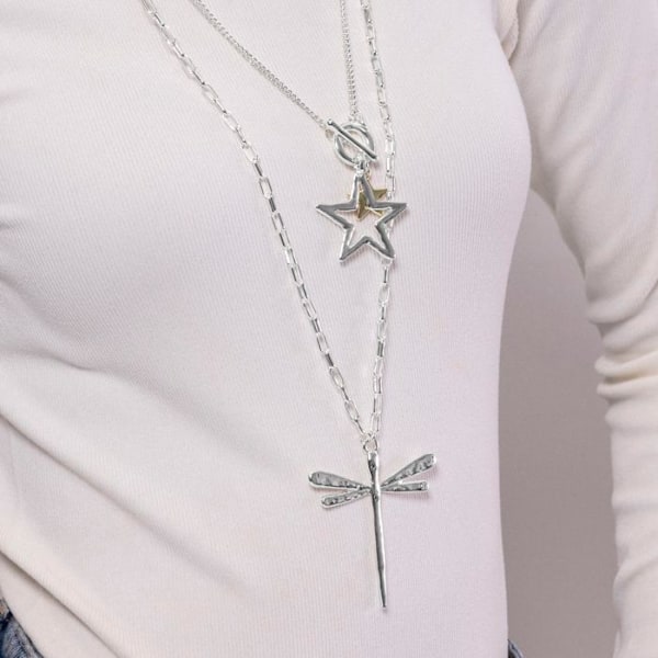 Halsband - Luxenter - Makdo - Rhodiumpläterad - Längd 80 cm - Silverfärgad
