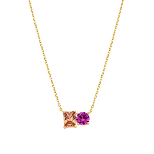 Collier - Luxenter - Eleon - Argent 925 - Flerfärgad zircon - Guld 18k Flerfärgad