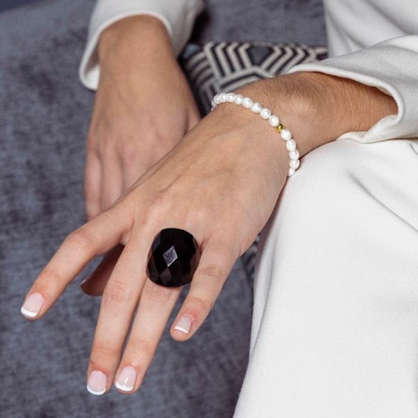 Ring - Luxenter - Konsil - Quartz onyx hydrothermal - Guld 18 karat - 32,3 mm svart 12