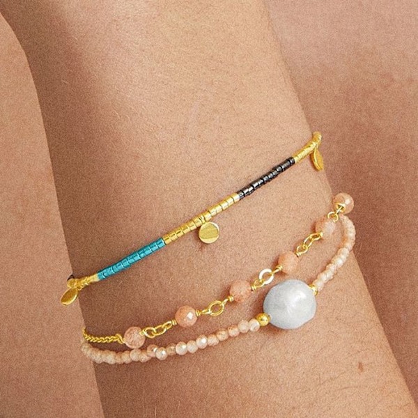 Armband - Ekhao - 18 Karat Guldpläterad Legering - Champagne Zirkon - One Size - Orange Orange