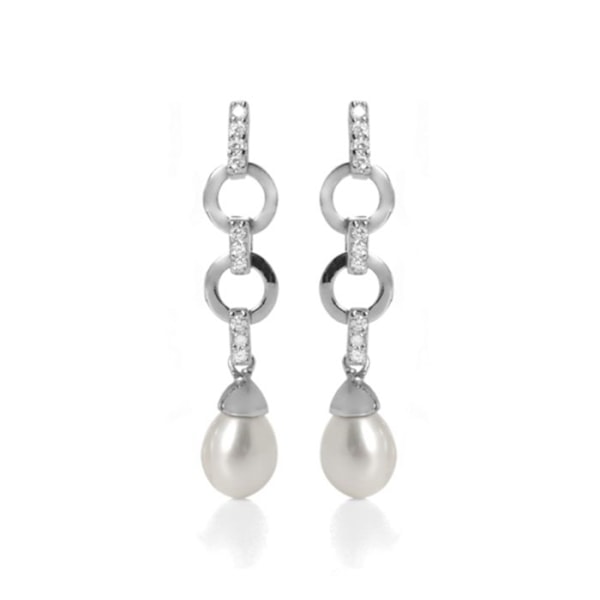 Örhängen - Kiwanda - Sterling silver 925 - Vit pärla - Rutilerat guld - Tryckknappsförslutning