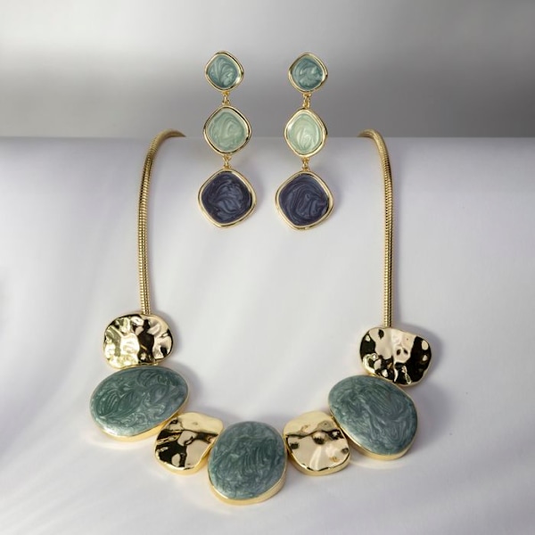 Collier - Luxenter - Gori - Blå lack - 18 karat guld - 42 cm + 3 cm förlängning Blå