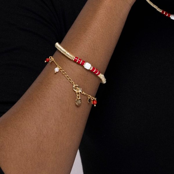 Armband - Luxenter - Sumuna - Guld 18k - Korall - 4,5 mm i bredd