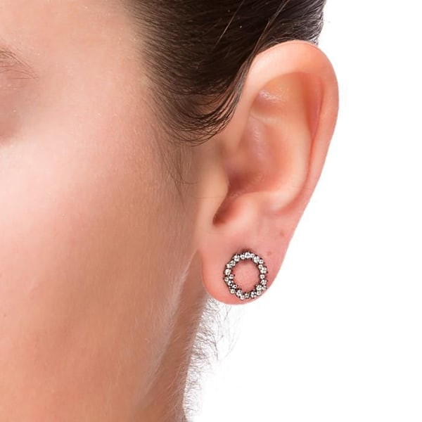 Boucles d'oreilles i 925 sølv fra Luxenter med glitrende zirkoner belagt med rhodium - Thilak