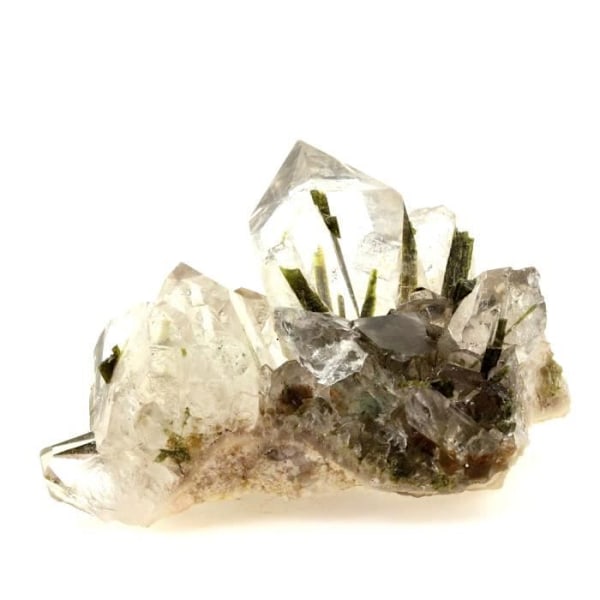 Sten og mineraler. Kvarts + Epidot. 429,3 cent. Caetité, Bahia, Brasilien.