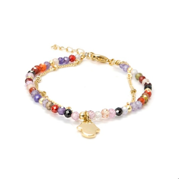 Armband - Raxsu - Flerfärgad - Guld 18K - 16 cm + 3 cm förlängning - Kristall Flerfärgad