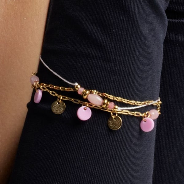 Armbånd - Luxenter - Omlia - Rosenkvarts - 18k Guld - 16 cm + 3 cm forlængelse Rosa