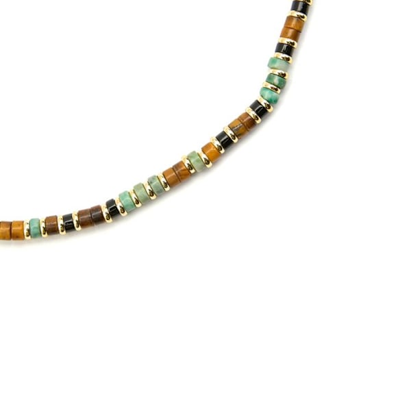 Collier - Luxenter - Ryhu - Argent 925 - Oeil de Tigre - Guld 18k