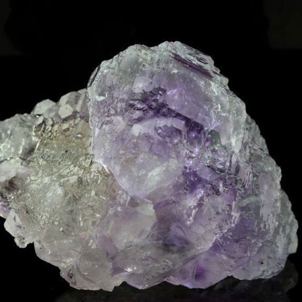 Stenar och mineraler. Fluorit + Kvarts. 721,2 cent. Shangbao-gruvan, Hunan, Kina.