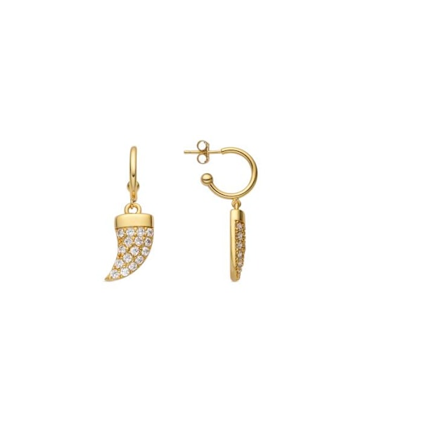 Øreringe - Dek - Sølv 925 - Zirconium - Guld 18k - 31 mm